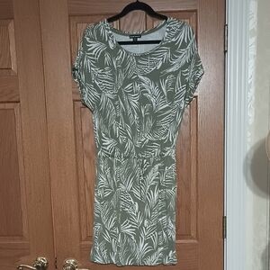 Tropical Leaf Print Mini Dress